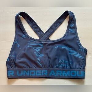 Under Armor HeatGear Mid-Crossback Printed Sports Bra | Medium